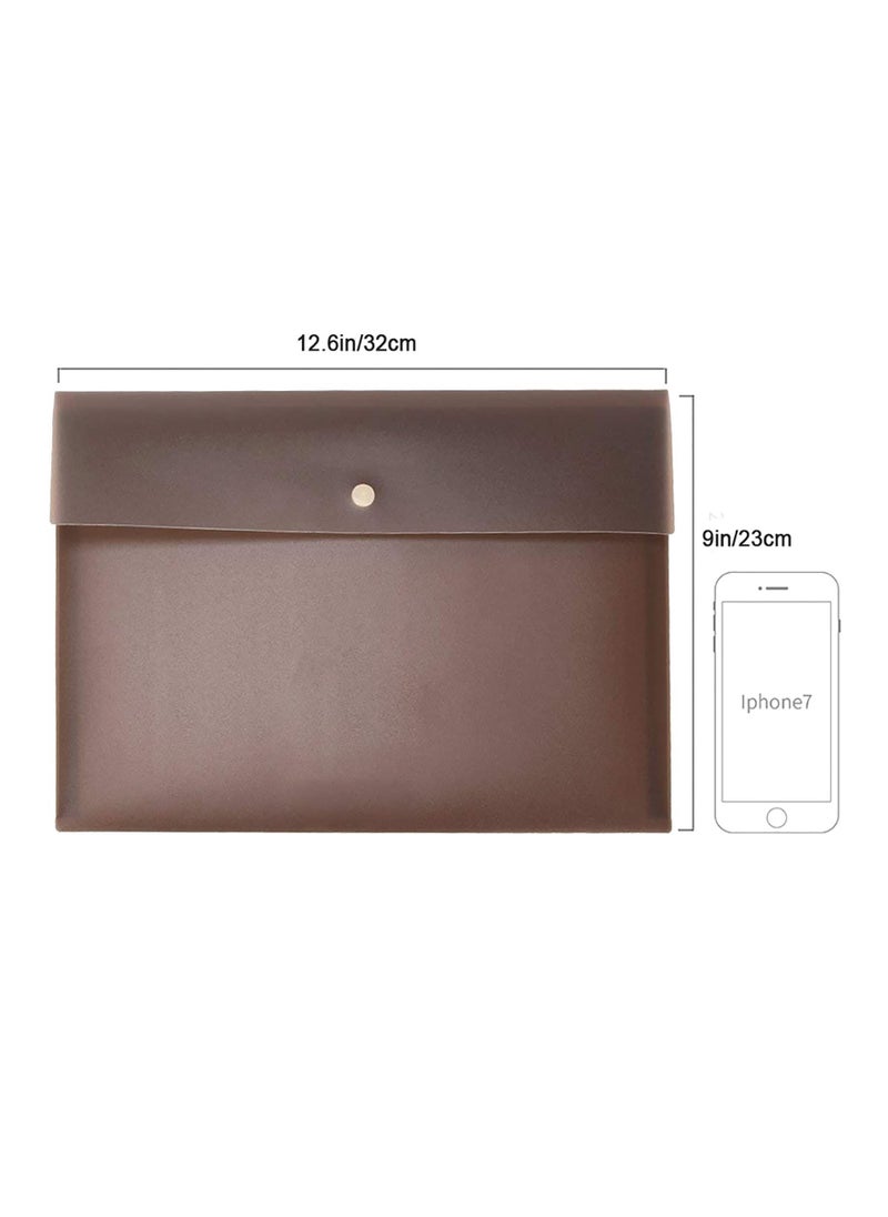 ماركة غير محددة - Pack of 5 Document File Folder Pockets File Jacket Plastic Envelope Flat Document Letter Organizer with Snap on Closure A4 Letter Size - Image 1