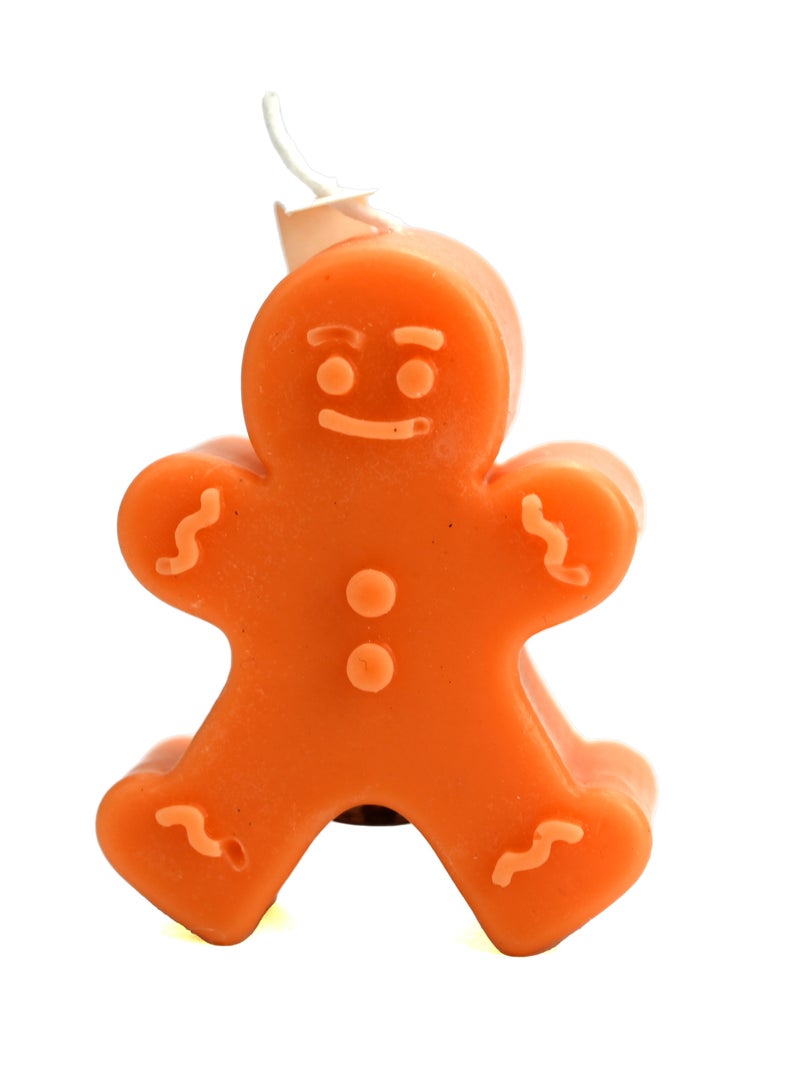 Gingerbread Man Shaped Scented Candle Orange/ Scented Candle For Home & Office Decor/Incense Candle For Living Room, Hall, Café/ White Candle With Spiced Fragrance For Gifting