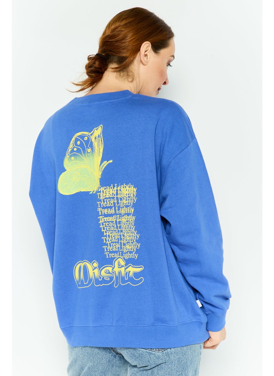 Women Crew Neck Graphic Print Long Sleeves Sweatshirt, Blue - pzsku/Z61D387639DCE2C64A75BZ/45/_/1737641992/ee61d664-1240-46df-b159-34072e86b6ef