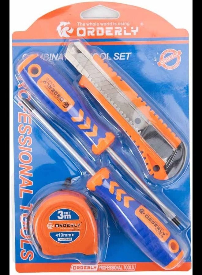 ABBASALI Orderly Diy Professional Screwdriver, Measuring Tape, Cutter, Voltage Tester Tools Set, Pack Of 4
