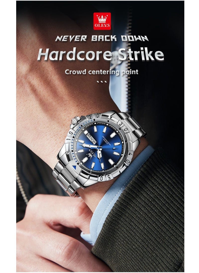 أوليفز Watches for Men Quartz Stainless Steel Water Resistant Watch 42mm Sliver 5560 - Image 2