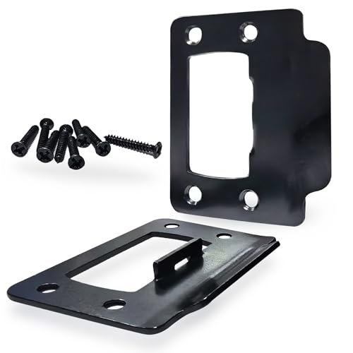 dttbgg 2-1/4" by 1-3/4" Door Latch Restorer Strike Plate for Doors, 2 PCS Universal Door Lock Hardware with Foul 1" Long Screws (Classic Black) - Image 1