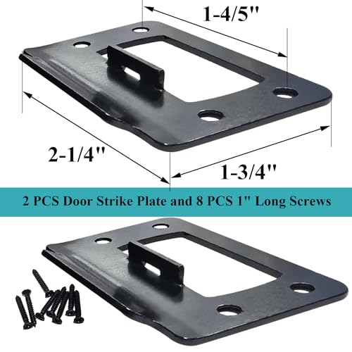 dttbgg 2-1/4" by 1-3/4" Door Latch Restorer Strike Plate for Doors, 2 PCS Universal Door Lock Hardware with Foul 1" Long Screws (Classic Black) - Image 3