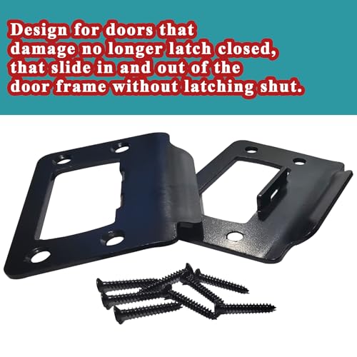 dttbgg 2-1/4" by 1-3/4" Door Latch Restorer Strike Plate for Doors, 2 PCS Universal Door Lock Hardware with Foul 1" Long Screws (Classic Black) - Image 5