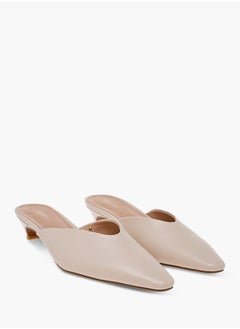 Celeste Women's Solid Pointed Toe Slip-On Mules with Kitten Heels  - Image 1