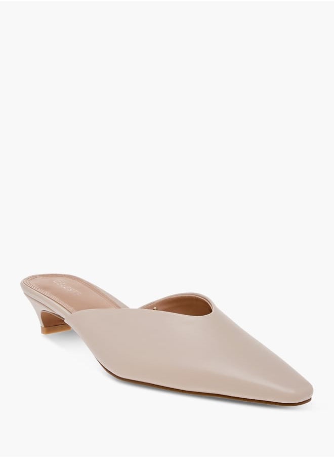Celeste Women's Solid Pointed Toe Slip-On Mules with Kitten Heels  - Image 2
