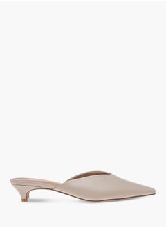 Celeste Women's Solid Pointed Toe Slip-On Mules with Kitten Heels  - Image 3