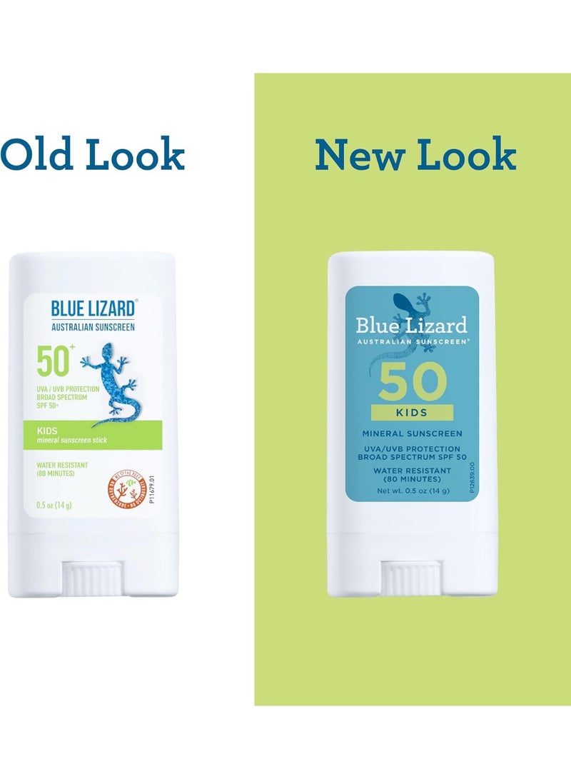 Blue Lizard Kids Mineral SPF 50 Sunscreen Stick, Zinc Oxide, 100% Mineral Actives, Developed for Kids’ Sensitive Skin, TSA-Friendly, Vegan, Paraben-free, Fragrance-Free, 0.5 oz - Image 2