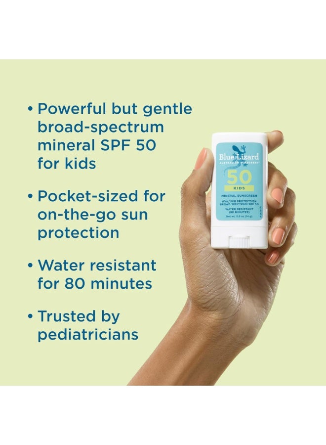 Blue Lizard Kids Mineral SPF 50 Sunscreen Stick, Zinc Oxide, 100% Mineral Actives, Developed for Kids’ Sensitive Skin, TSA-Friendly, Vegan, Paraben-free, Fragrance-Free, 0.5 oz - Image 4