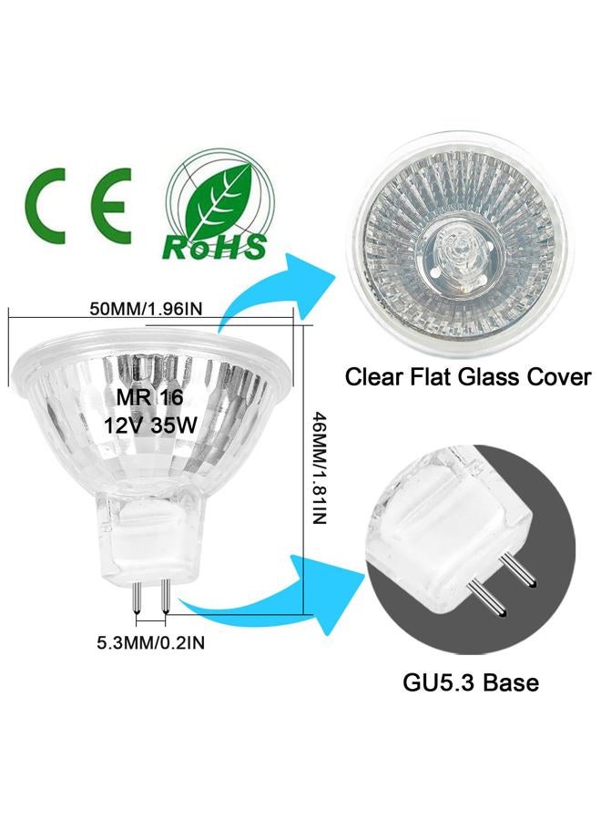 Lacnooe مصباح هالوجين MR16 35W قابل للتعتيم 12V قاعدة بي-بين GU5.3 مع عمر طويل، عبوة 6 مصابيح MR16 مع غطاء زجاجي شفاف لأضواء المناظر الطبيعية، أضواء المسار، الألياف الضوئية، 2700K أبيض دافئ - Image 2