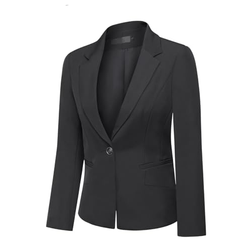 YUNCLOS Women's 2 Piece Office Lady Business Suit Set Slim Fit Blazer Pant, X-Large, Black - Image 3