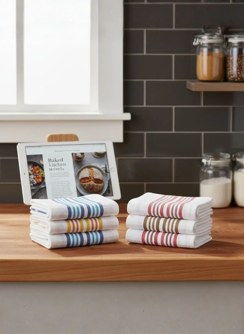 1 تشيس منشفة مطبخ بنقشة خلية النحل 8 قطع (38 × 64 سم)