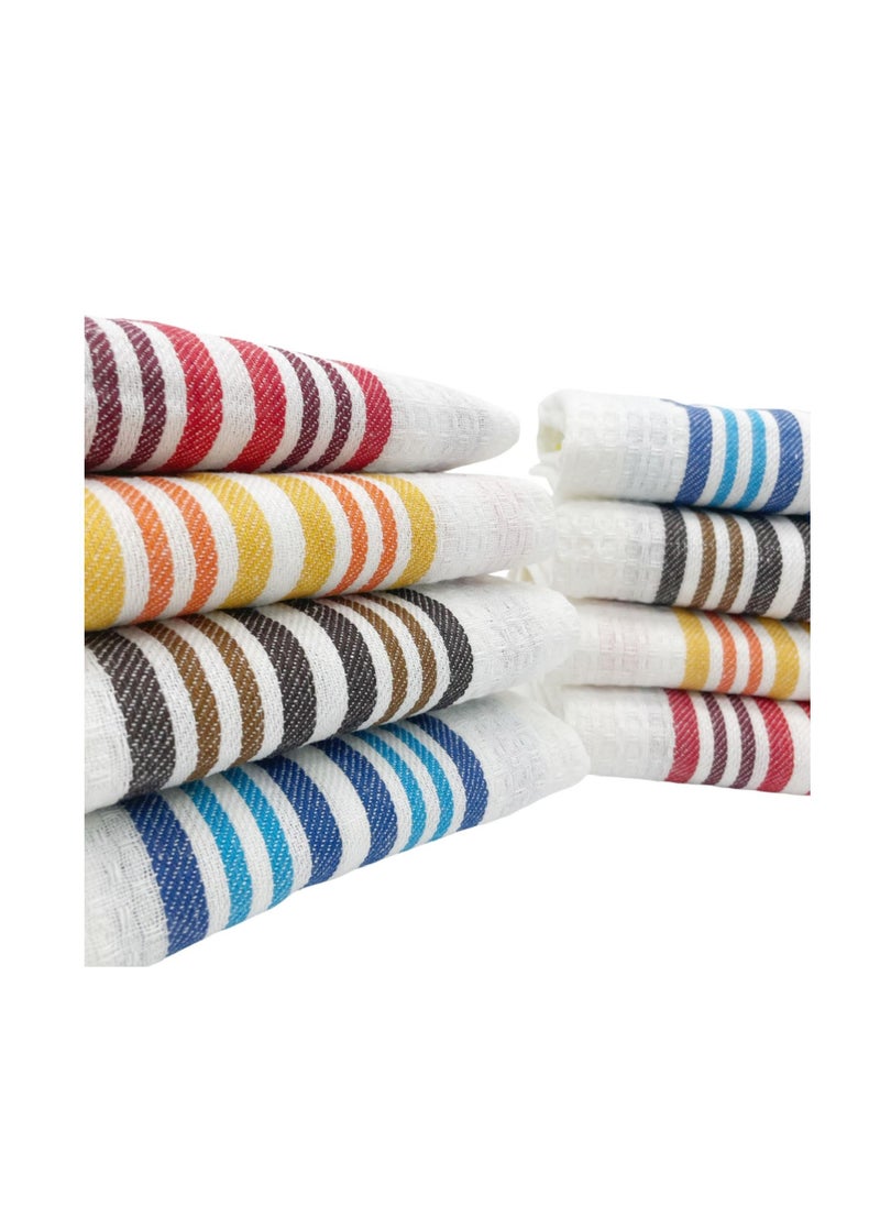 1Chase Honey Comb Stripe Kitchen Towel Pack of 8 (38 x 64 CM)  - Image 1