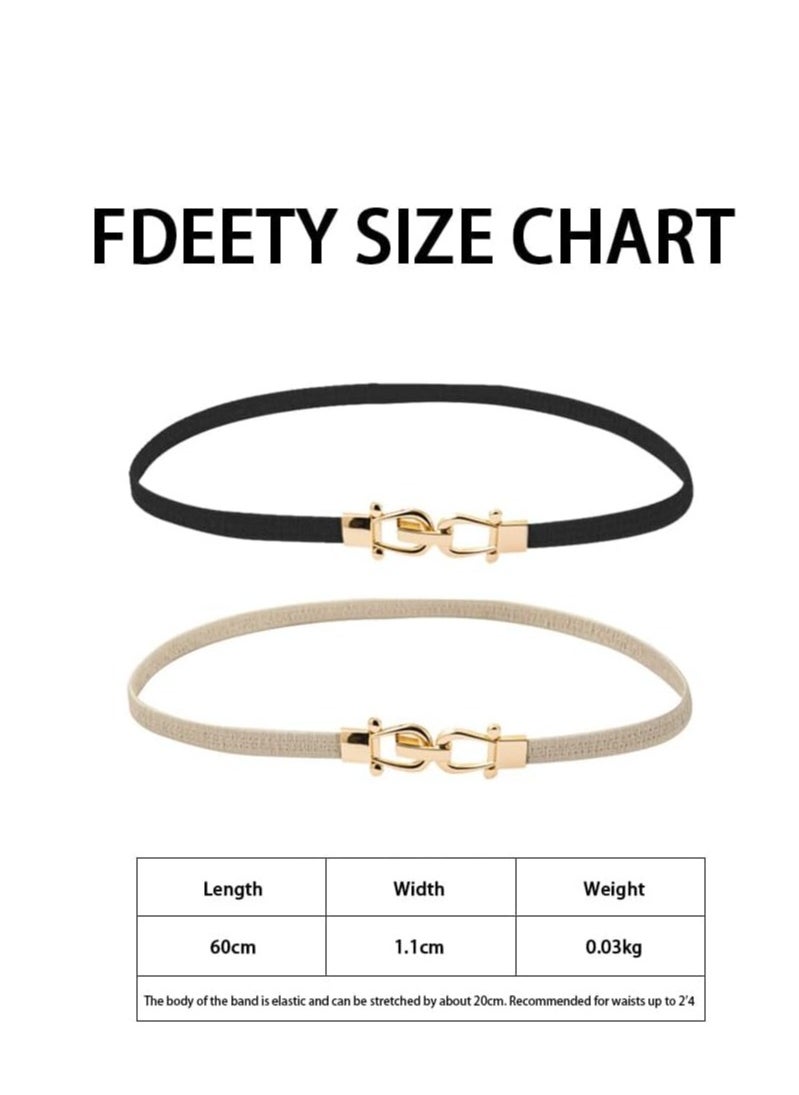 SYOSI - Belts for Women, Stretchy Skinny Waist Belt, Fashion Stretchy Waistband with Buckle Elastic Belt for Dresses Coat Jeans, 2 Pcs, Black and White - Image 1