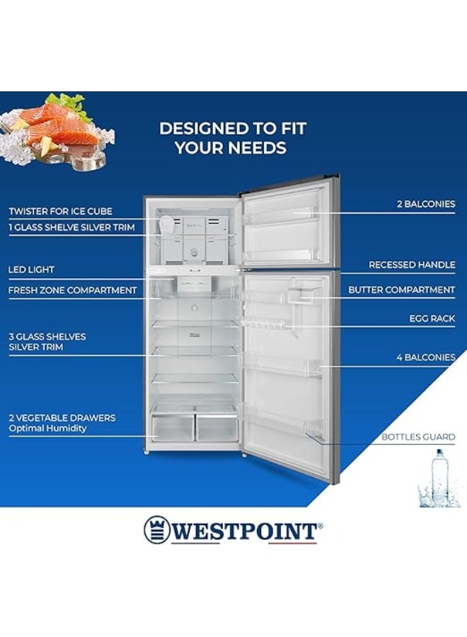 Westpoint 600 Liters Double Door Refrigerator, Frost Free Technology, 2 Vegetable Drawers, Fresh Zone Compartment, Twister for Ice Cubes, WNN-7023EIV 700 L WNN-7023EIV silver - Image 3