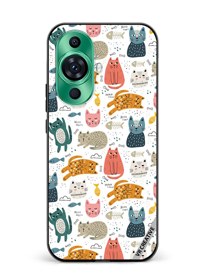 VR CREATIVE Protective Case Cover For Huawei nova 11 Chilling Cat Pattern Design Multicolour - Image 1