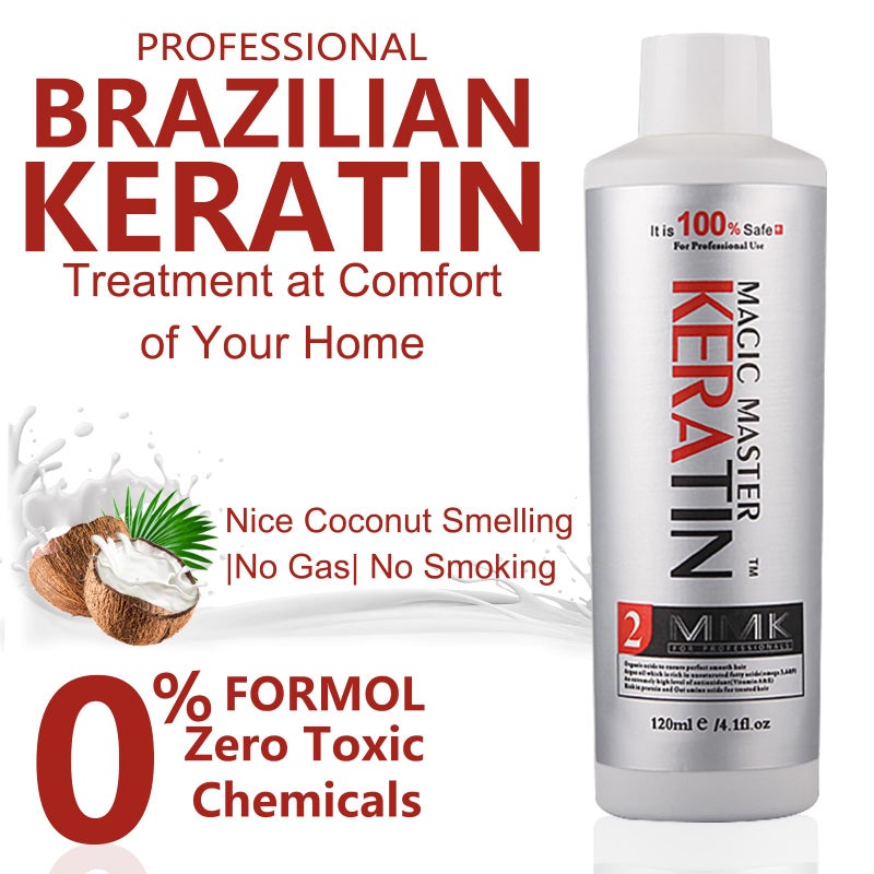Magic Master Keratin Brazilian Keratin Hair Treatment,Magic Master Keratin 120ml Keratin Treatment Free Formalin Without Strong Smelling and Smoking Straighten Smooth Normal Curly Hair - Image 3