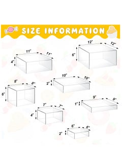 Rose 7 Pcs Acrylic Display Box Acrylic Cube 5 Sided Acrylic Box with Hollow Bottom Food Risers for Buffet Table Nesting Acrylic Stands for Display Storage, Square, 7 Size (Clear)  - Image 2