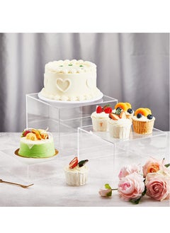 Rose 7 Pcs Acrylic Display Box Acrylic Cube 5 Sided Acrylic Box with Hollow Bottom Food Risers for Buffet Table Nesting Acrylic Stands for Display Storage, Square, 7 Size (Clear)  - Image 3