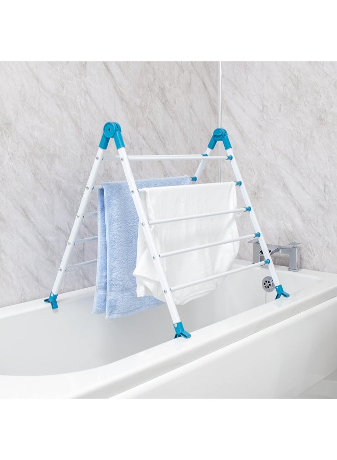 BLACK+DECKER Extendable Over Bath Clothes Drying Rack White and Aqua 66.5 x 62 x 10 cm 63229 - Image 5