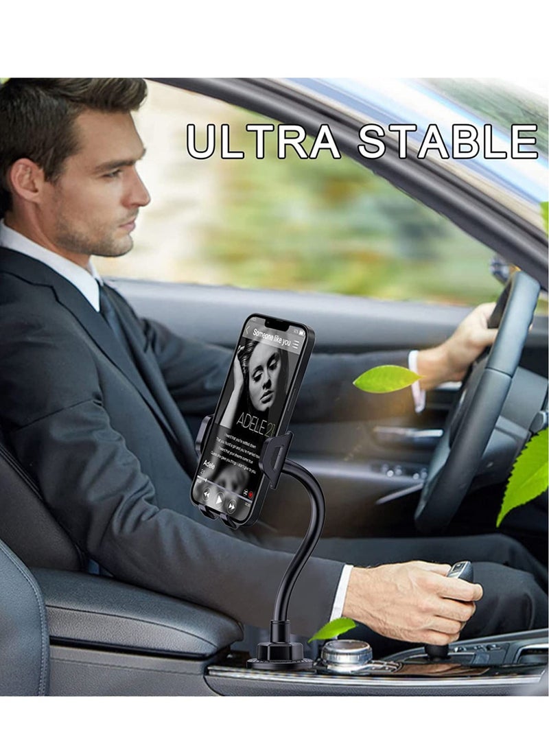 ELTRAZONE - Cup Phone Holder for Car, Freely Adjustable Base, Mobile Phone Holder With Flexible Gooseneck, Universal Compatible With iPhone 11 Pro XS Max XR X 8, Samsung Galaxy S10 Plus S9 S8 S7 Note 10 - Image 1