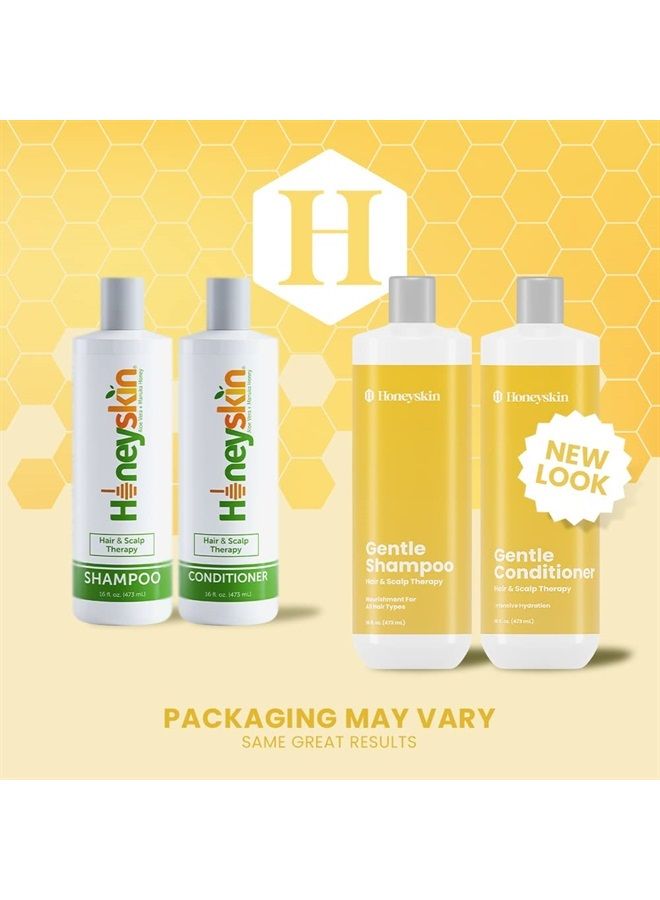 Honeyskin Hair Growth Shampoo and Conditioner Set with Coconut Oil, Manuka Honey & Aloe Vera - Hair Care for Dry & Sensitive Scalp - Sulfate Free Shampoo and Conditioner for Color Treated Hair (16oz) - Image 2
