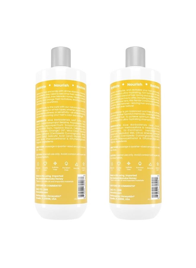 Honeyskin Hair Growth Shampoo and Conditioner Set with Coconut Oil, Manuka Honey & Aloe Vera - Hair Care for Dry & Sensitive Scalp - Sulfate Free Shampoo and Conditioner for Color Treated Hair (16oz) - Image 3