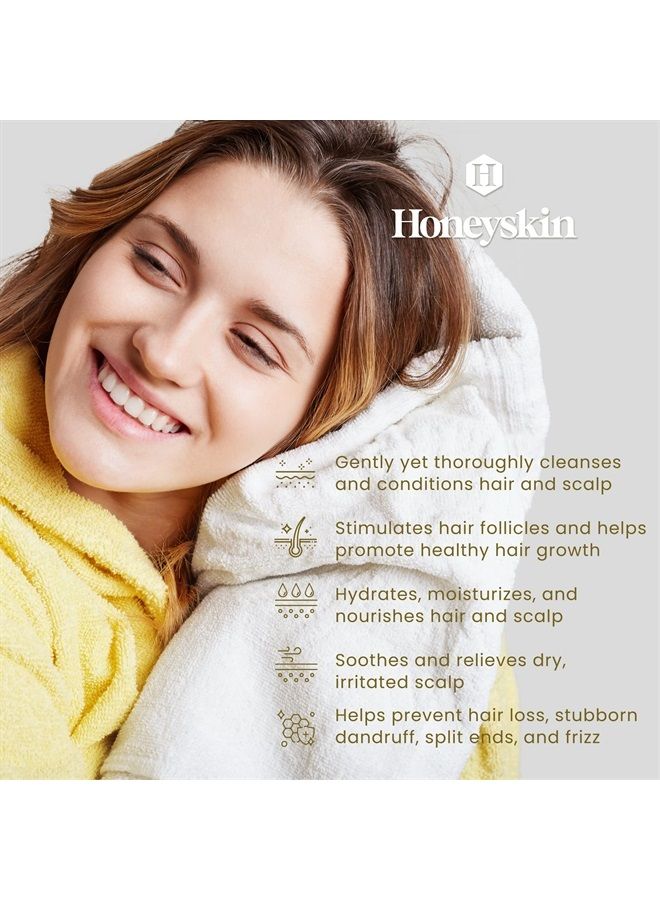 Honeyskin Hair Growth Shampoo and Conditioner Set with Coconut Oil, Manuka Honey & Aloe Vera - Hair Care for Dry & Sensitive Scalp - Sulfate Free Shampoo and Conditioner for Color Treated Hair (16oz) - Image 4