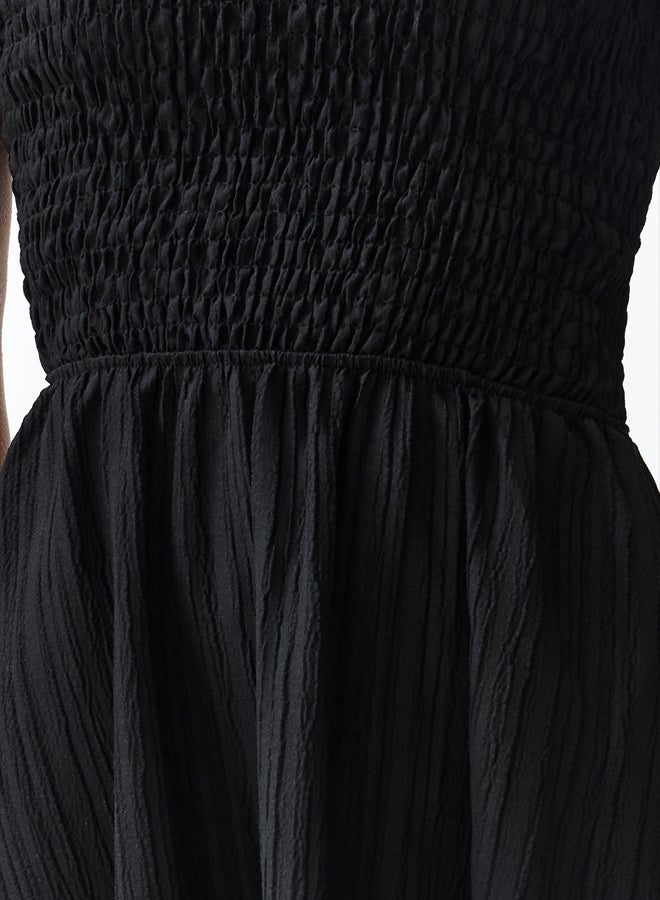 trendyol Black Waist Opening Top Size Gipeli One Shoulder Midi Woven Dress - Image 4