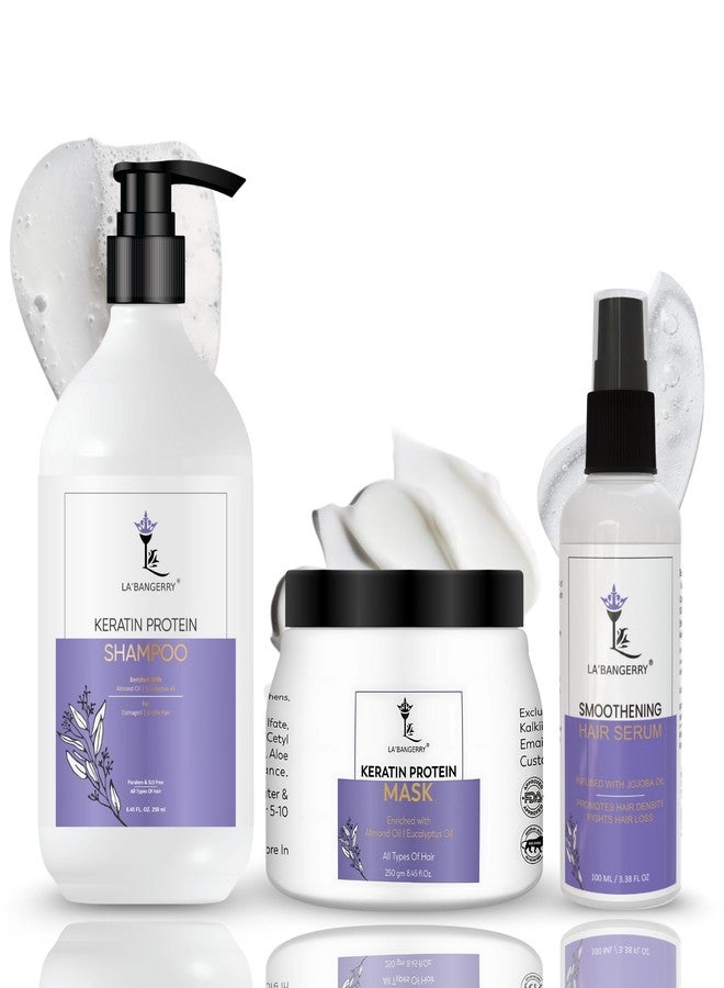 LA'BANGERRY LA’BANGERRY Keratin Complete Hair Care Combo | Shampoo, Mask & Serum | Nourishing & Frizz-Free Care with Almond, Eucalyptus & Jojoba Oil (Pack Of 3) - Image 2