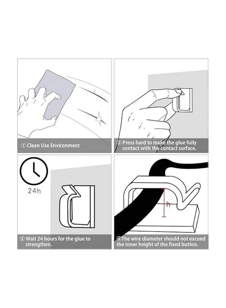 erorex 100 PCS Adhesive Cable Clips,Upgraded Wall Wire Clips for Cable Management,Cable Management Staples for Under Desk, Car, Wall, TV, PC, Ethernet(Large, 50pcs White&50pcs Black) - Image 4