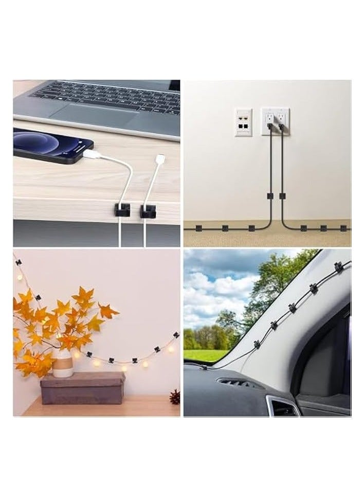 erorex 100 PCS Adhesive Cable Clips,Upgraded Wall Wire Clips for Cable Management,Cable Management Staples for Under Desk, Car, Wall, TV, PC, Ethernet(Large, 50pcs White&50pcs Black) - Image 3