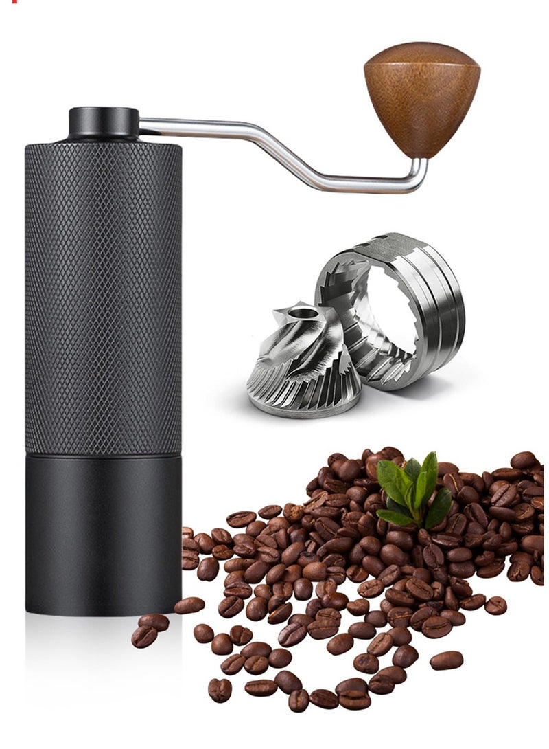 مطحنة قهوة يدوية مع مخروط من الفولاذ المقاوم للصدأ 5 نجوم لمطحنة قهوة مكبس فرنسي موكا إسبريسو بتصميم خارجي قابل للتعديل (أسود) - Image 1