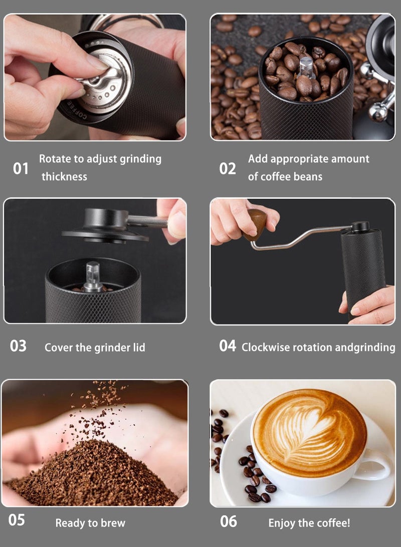 مطحنة قهوة يدوية مع مخروط من الفولاذ المقاوم للصدأ 5 نجوم لمطحنة قهوة مكبس فرنسي موكا إسبريسو بتصميم خارجي قابل للتعديل (أسود) - Image 3