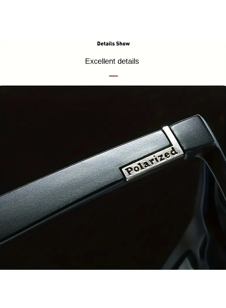 POLITE Black Polarized Square Sunglasses for Men & Women, Polarized Fashion Glasses, For hiking, Sports, Driving, Everyday use - Image 3