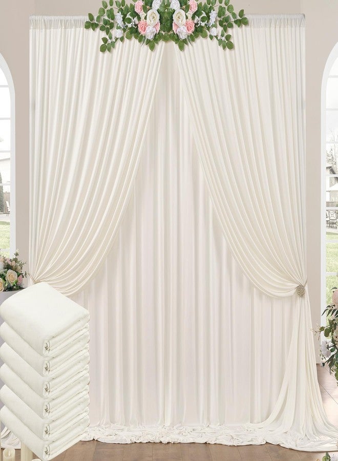 NSSONBEN 30ft x 10ft Wrinkle Free Ivory Backdrop Curtains for Parties, 6 Panels 5x10ft Polyester Photo Backdrop Drapes for Wedding Birthday Photography Background Baby Shower - Image 1