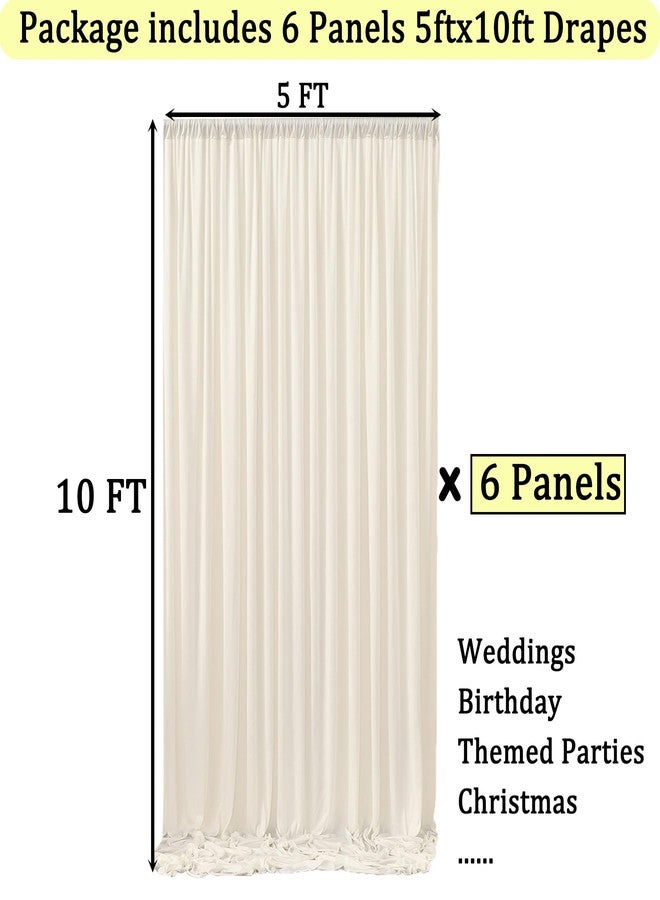 NSSONBEN 30ft x 10ft Wrinkle Free Ivory Backdrop Curtains for Parties, 6 Panels 5x10ft Polyester Photo Backdrop Drapes for Wedding Birthday Photography Background Baby Shower - Image 2