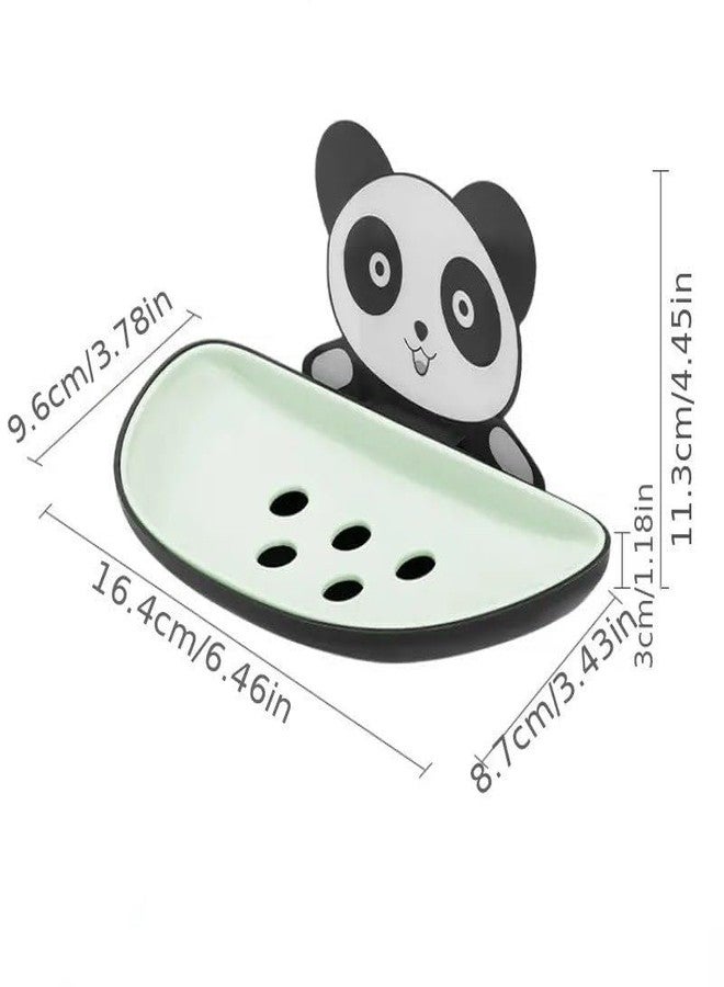 GRAVINO Self Draining Panda Shape Cute Soap Plastic Dish Adhesive Waterproof Wall Mounted Bar Soap Dish Holder Organizer Rack Hanging Bathroom Soap Tray for Bathroom (Pack of 1) - Image 2