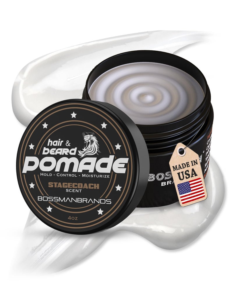 Bossman Hair  Beard Pomade for Men Stagecoach Scent  Medium Hold  Moisturizing for Hair Beard  Mustache Styling  Made in USA