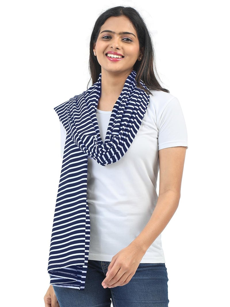 KOWSI Soft Mother's Nursing & Feeding Shawl Feeding Cloak (Navy Stripes) - Image 4