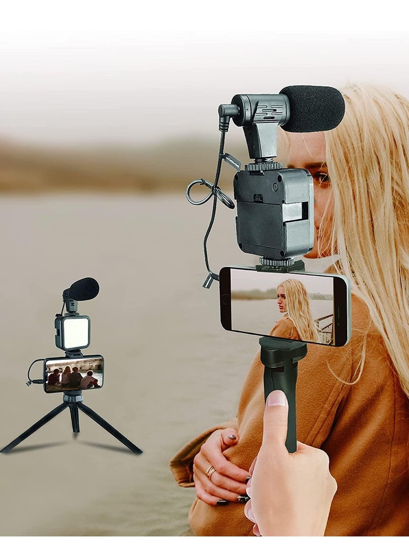 مجموعة مدونات الفيديو للمبتدئين لاجهزة ايفون واندرويد مع حامل ثلاثي القوائم 10 انش و36 مصباح LED وحامل جوال وميكروفون بندقية صغيرة للبث المباشر ومكالمات الفيديو ومدونات الفيديو ويوتيوب - Image 2