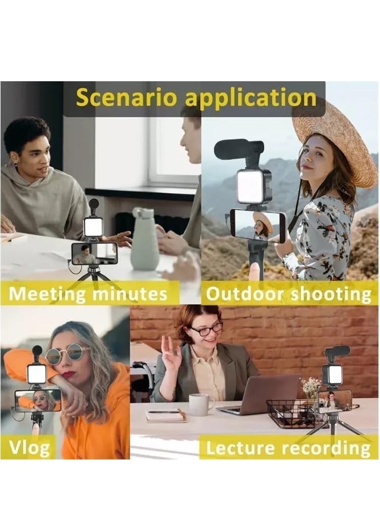 مجموعة مدونات الفيديو للمبتدئين لاجهزة ايفون واندرويد مع حامل ثلاثي القوائم 10 انش و36 مصباح LED وحامل جوال وميكروفون بندقية صغيرة للبث المباشر ومكالمات الفيديو ومدونات الفيديو ويوتيوب - Image 4
