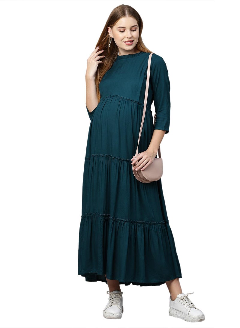 TUMMY Women's Rayon Maternity & Nursing Dress - Image 1