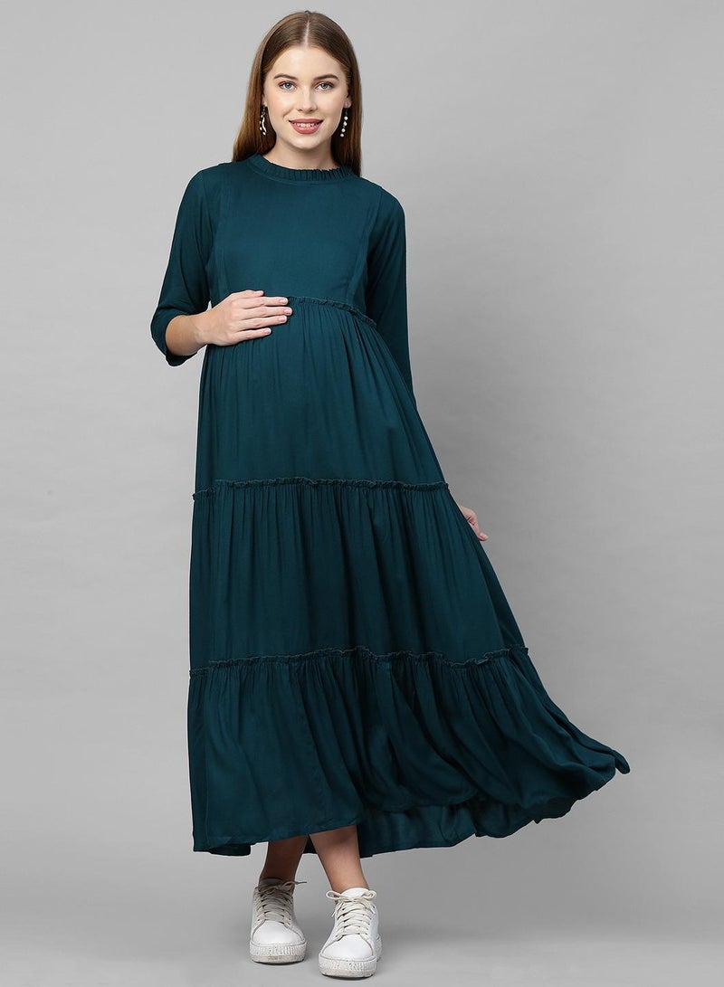 TUMMY Women's Rayon Maternity & Nursing Dress - Image 3