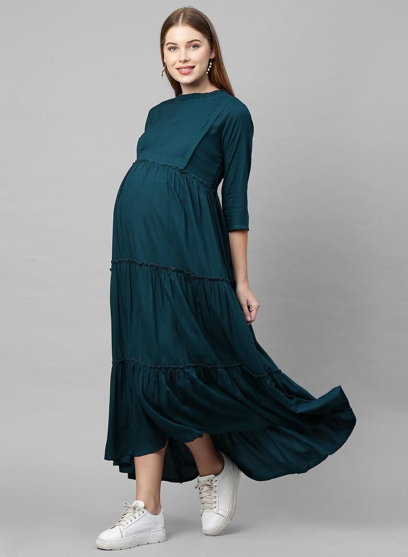 TUMMY Women's Rayon Maternity & Nursing Dress - Image 4