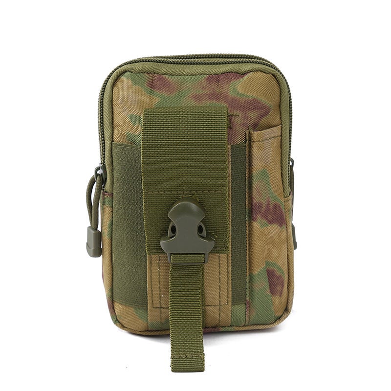 Outdoor Special Offer Camouflage Tactical Waist Bag Outdoor Mountaineering Anti-splashing Waist Bag Travel Multifunctional Mobile Phone Bag Ruins Green