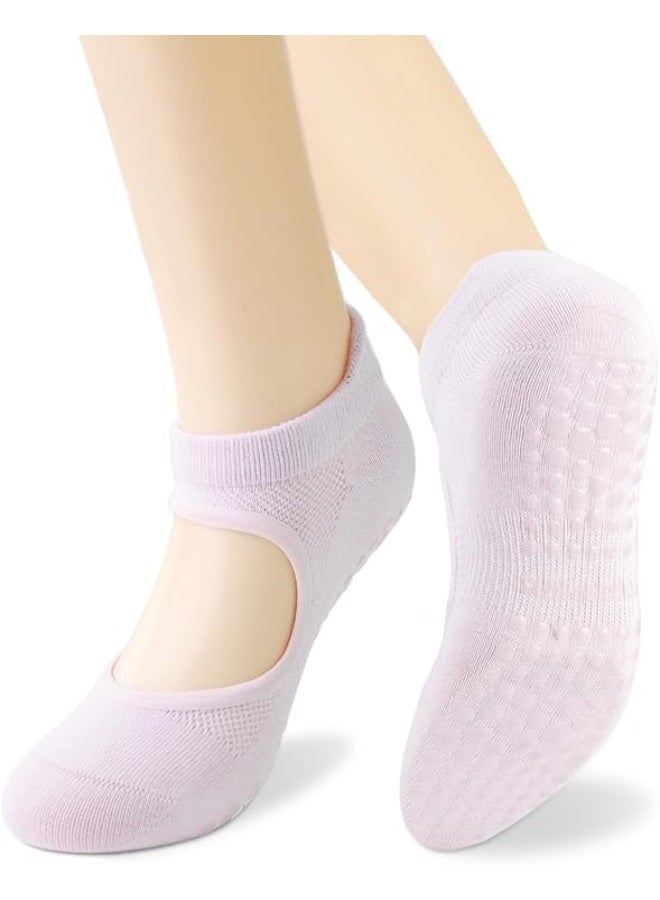 COYO 3 Pcs Pilates Socks with Grips for Women, Yoga Socks, Crew Non Slip Women for Barre, Pilates Gifts - Image 1