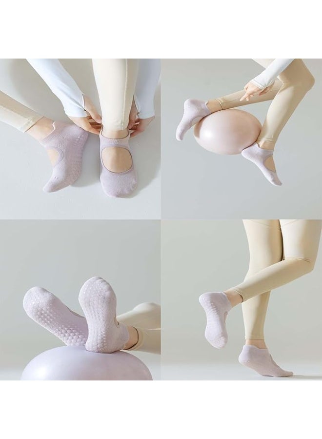 COYO 3 Pcs Pilates Socks with Grips for Women, Yoga Socks, Crew Non Slip Women for Barre, Pilates Gifts - Image 3