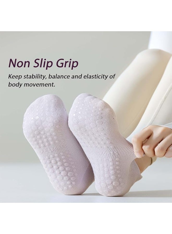 COYO 3 Pcs Pilates Socks with Grips for Women, Yoga Socks, Crew Non Slip Women for Barre, Pilates Gifts - Image 2