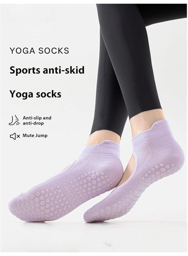 COYO 3 Pcs Pilates Socks with Grips for Women, Yoga Socks, Crew Non Slip Women for Barre, Pilates Gifts - Image 4